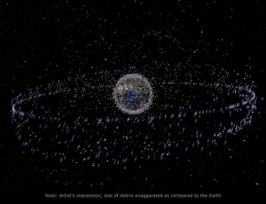 Распределение мусора на орбите около Земли (space.com)
