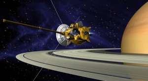 Взгляд художника на зонд Кассини на орбите (space.com)