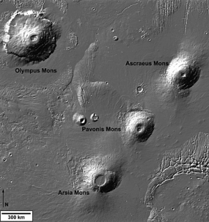 Олимп и три других исследованных вулкана (esa.int)