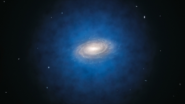 Голубое свечение вокруг Млечного пути укзывает на ожидаемое распределение темной материи (space.com)