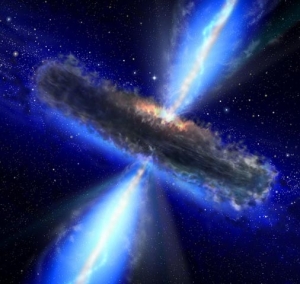 Рисунок дыры, аккреционного диска и потока частиц (universetoday.com)