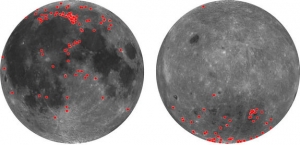 Сравнение найденных мест, богатых пироксенами, на ближней (слева) и дальней стороных Луны (space.com)