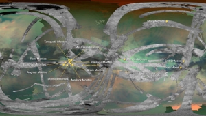 Карта покрытой Кассини поверхности Титана и его горы (nasa.gov)