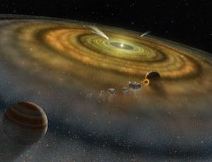 Рисунок комет, приближающихся к молодой звезде, еще окруженной протопланетным диском (newscientist.com)