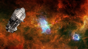 Рисунок телскопа на фоне звездного скопления (esa.int)