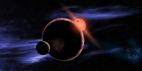 Рисунок красного карлика и планеты около него (universetoday.com)
