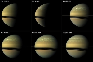 Развитие шторма на Сатурне (wisc.edu)