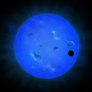 Рисунок планеты, проходящей перед звездой (space.com)