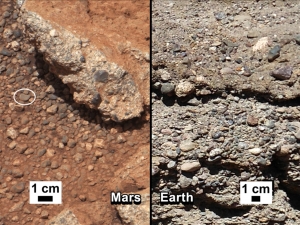 Древнее русло ручья и галька на Марсе и Земле (space.com)
