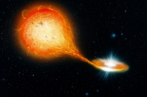 Рисунок поглощения нейтронной звезды гигантом (nature.com)