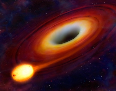 «Поглощение» звезды черной дырой (Изображение — universetoday.com)