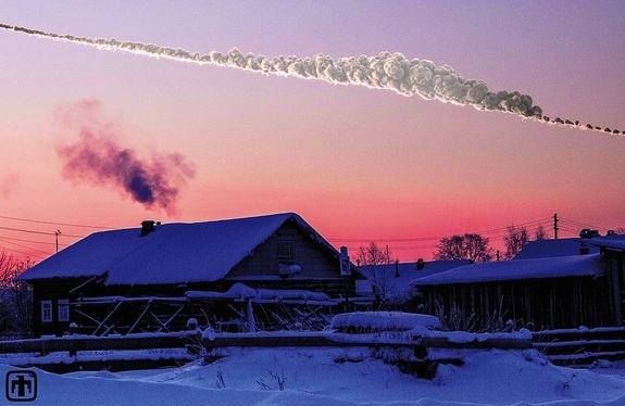 Путь метеора в небе над Челябинском (space.com)