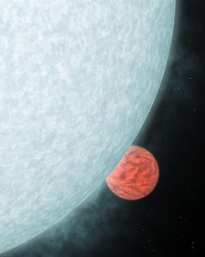 Рисунок планеты, проходящей перед звездой (phys.org)
