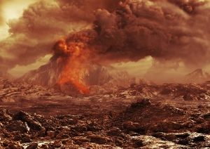 Рисунок активного вулкана на Венере (space.com)