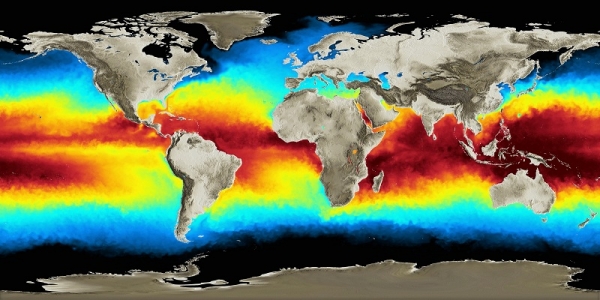 Карта температуры океанов, полученная ERS-2 (esa.int)