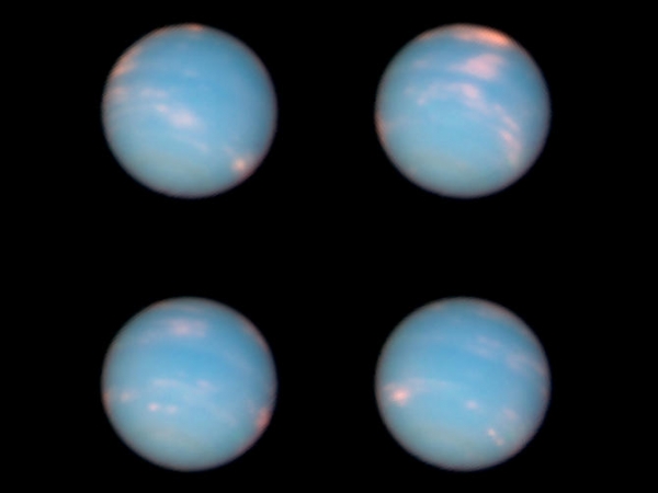 Четыре изображения Нептуна, полученные "Хабблом" (sciencedaily.com)