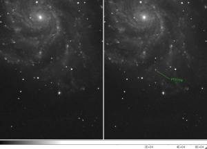 На двух фотографиях видно появление сверхновой PTF11kly (ox.ac.uk)
