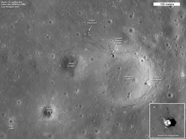 Место высадки и исследования миссии Аполлона 12 (asu.edu)
