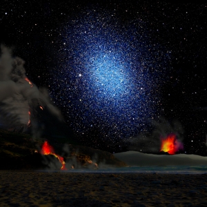 Взгляд художника с экзопланеты на недалекую карликовую галактику (space.com)