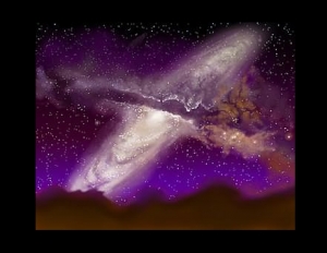Взгляд художника на столкновение Млечного пути и Андромеды (space.com)