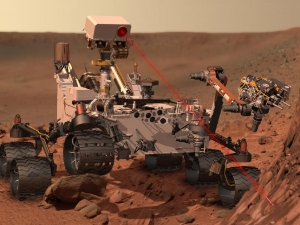 Curiosity использует лазерный луч для анализа химического состава камня спектрометром (nasa.gov)